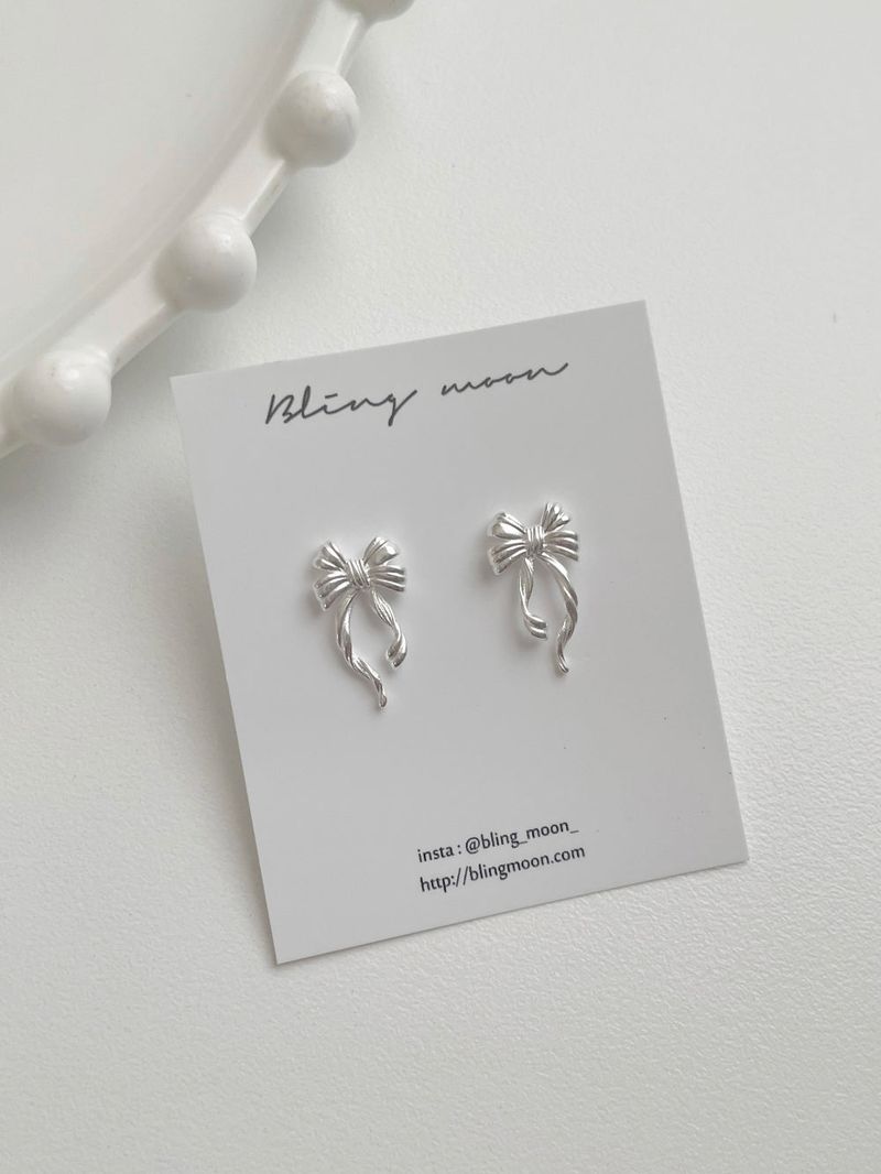 [silver 925] ribbon frill earrings