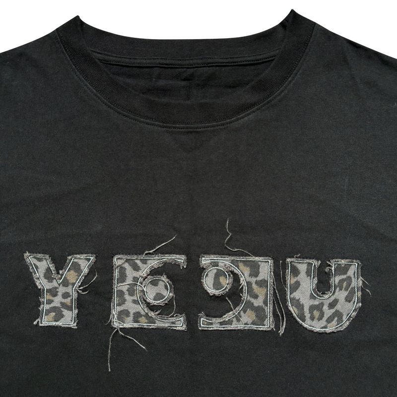 W LEOPARD APPLIQUE T-SHIRT (BLACK)