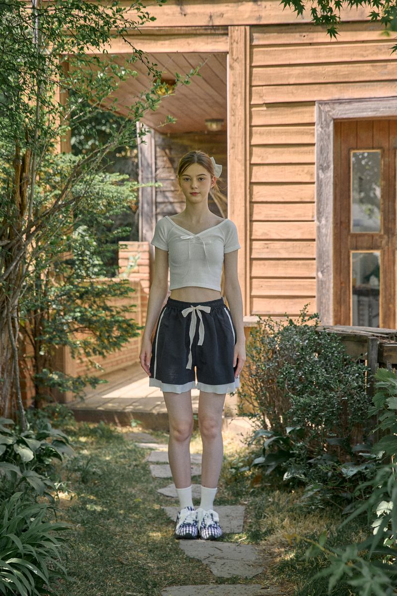 LAYERED RUSTLE HALF PANTS (3 COLORS)