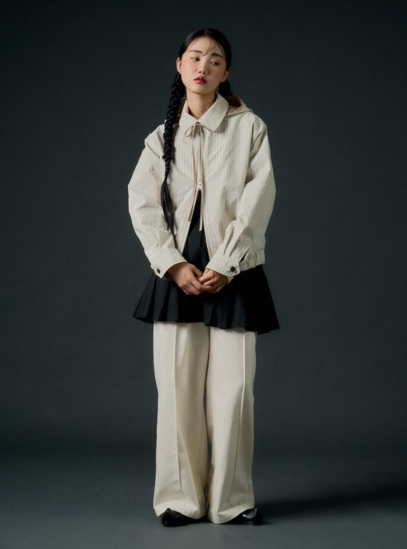 Back string pants (beige)
