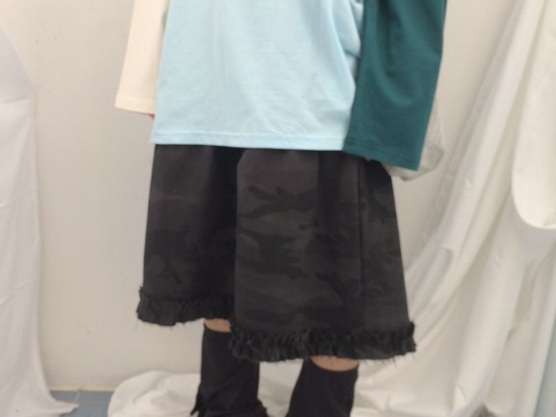 rough frill camotiered skirt