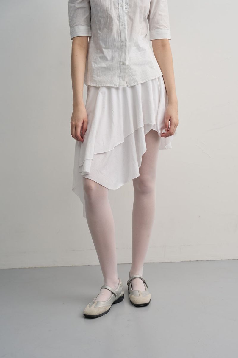  EAZY LAYERED CUT SKIRT-WHITE 