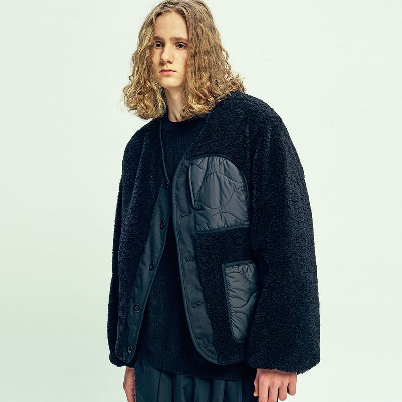 reversible quilted & fleece liner jacket black