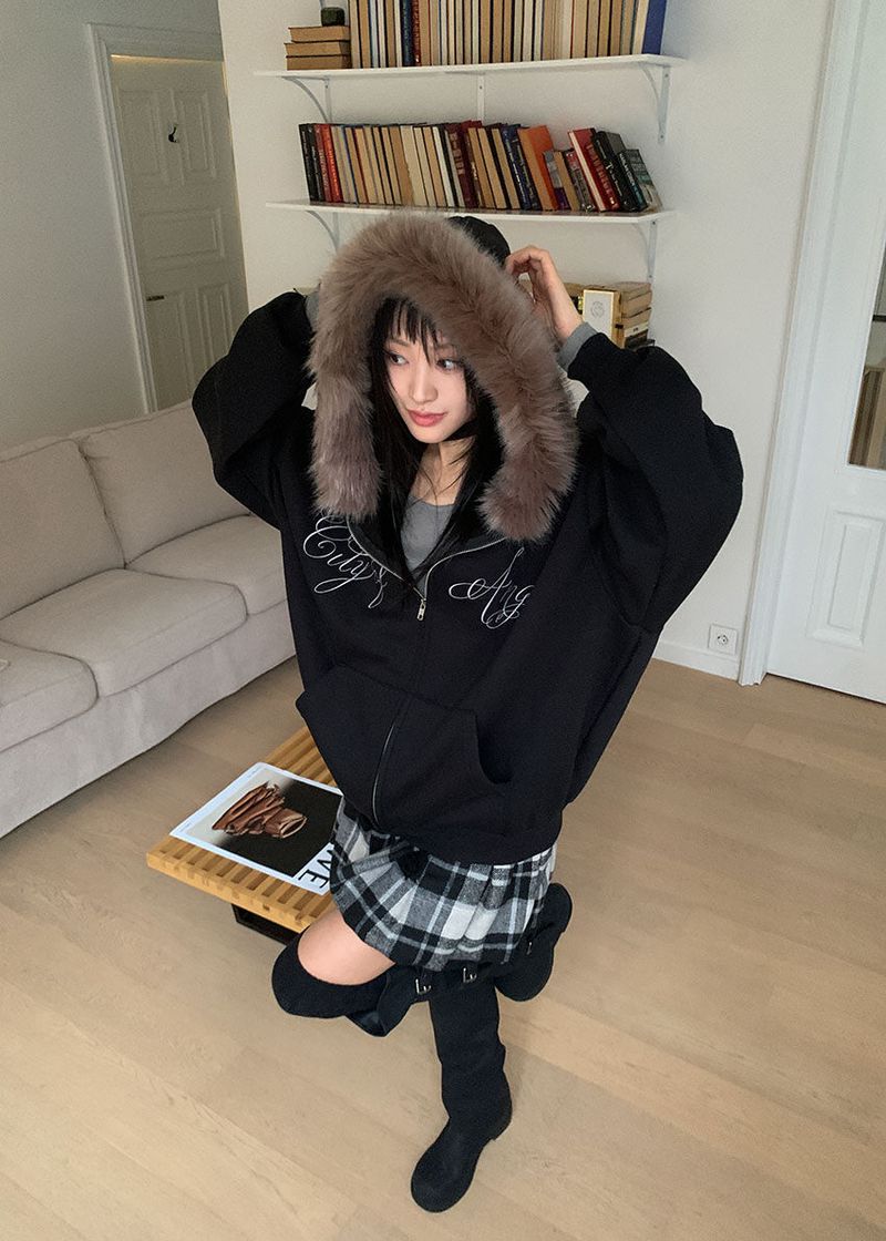 ANGEL FUR HOOD ZIP-UP