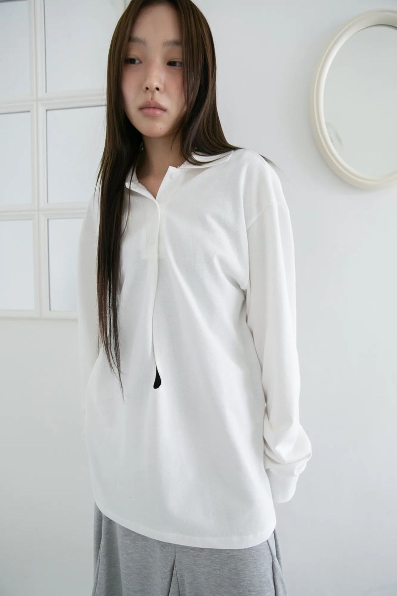 open button collar top(2colors)