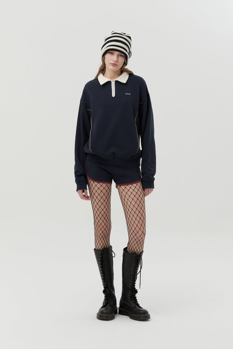 OPEN COLLAR SWEATSHIRT [DARK NAVY]