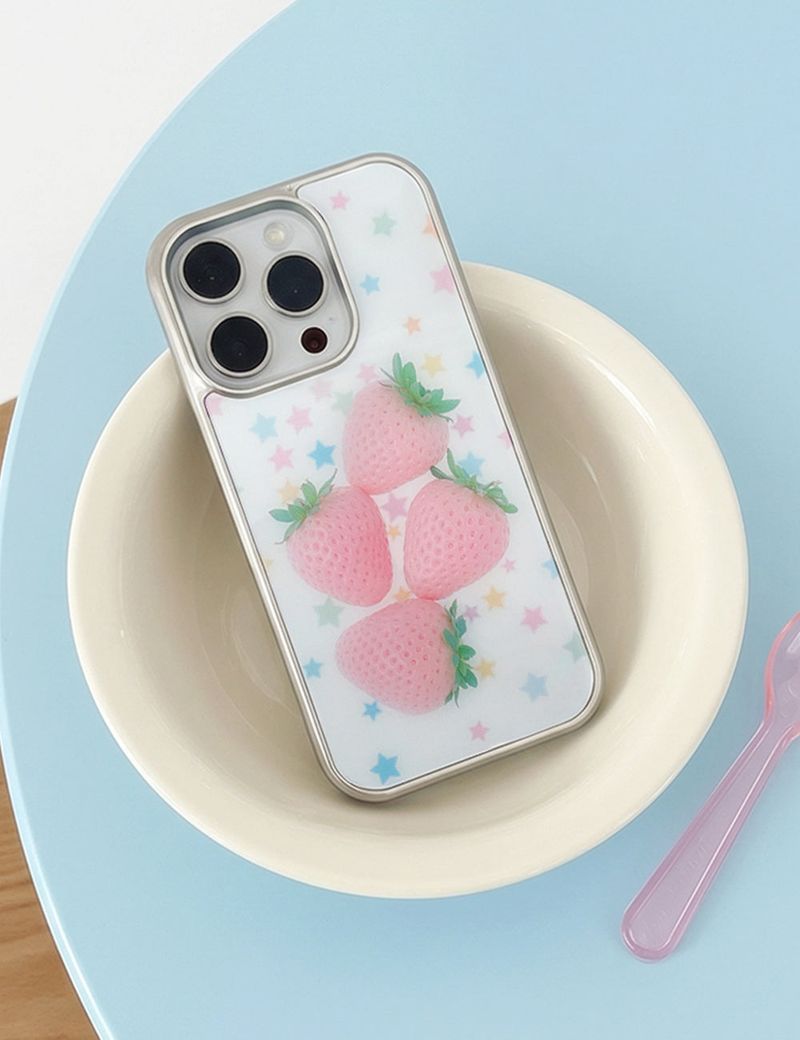 ziment（ジメント）の「【MADE】ミルキーストロベリースターシルバー バンパー ケース（スマホグッズ/小物）」
