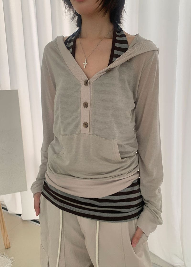 TENCEL BUTTON HOOD TEE