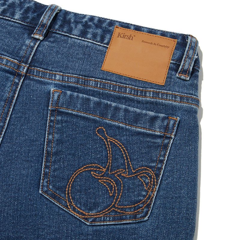 CHERRY BOOTS CUT DENIM PANTS [DARK BLUE]