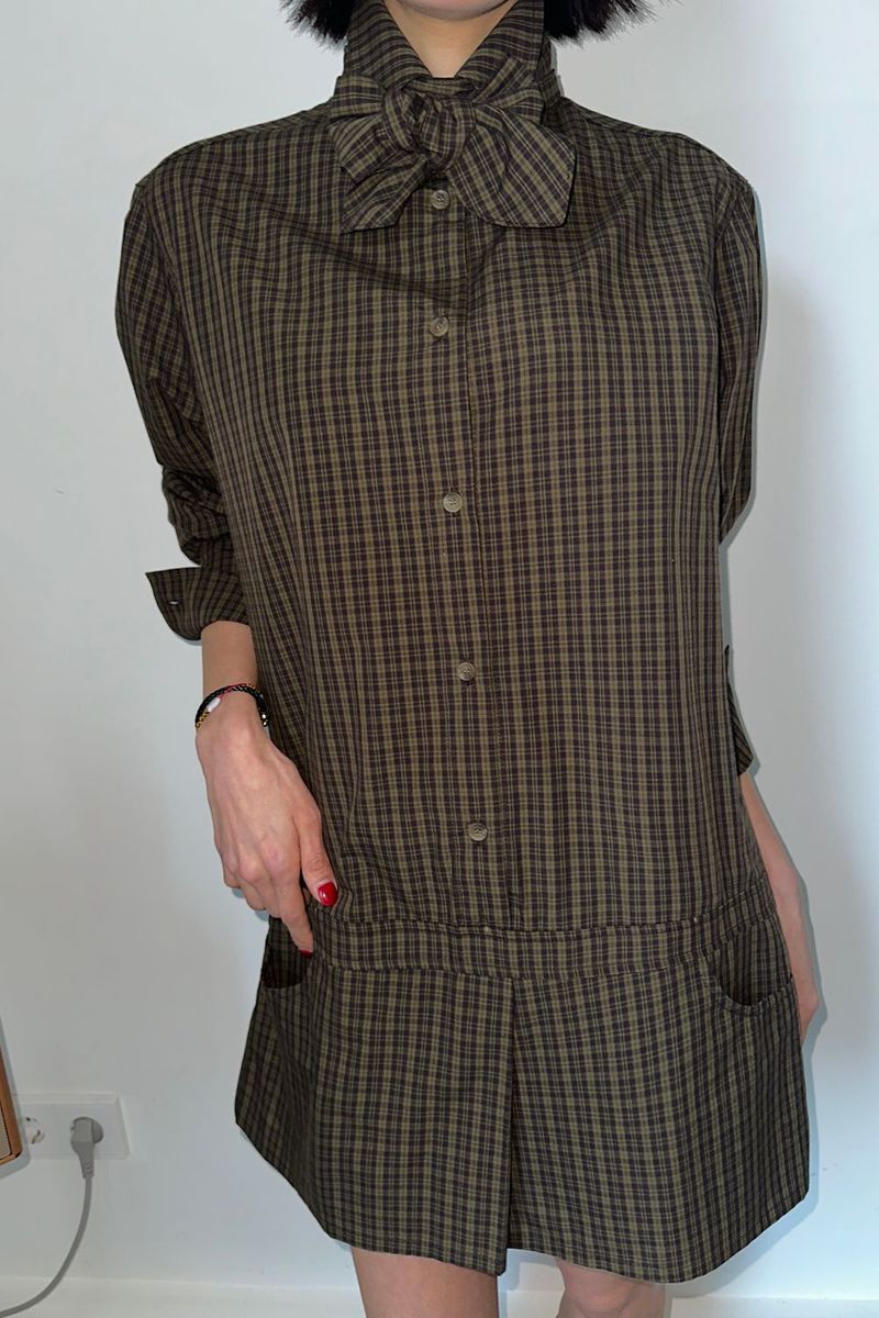 LOW LINE CHECK JUMPSUIT_BROWN