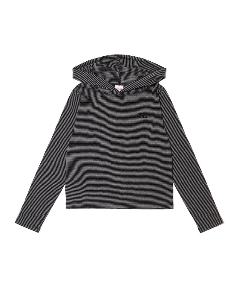 CAT LOGO STRIPE HOODIE - BLACK