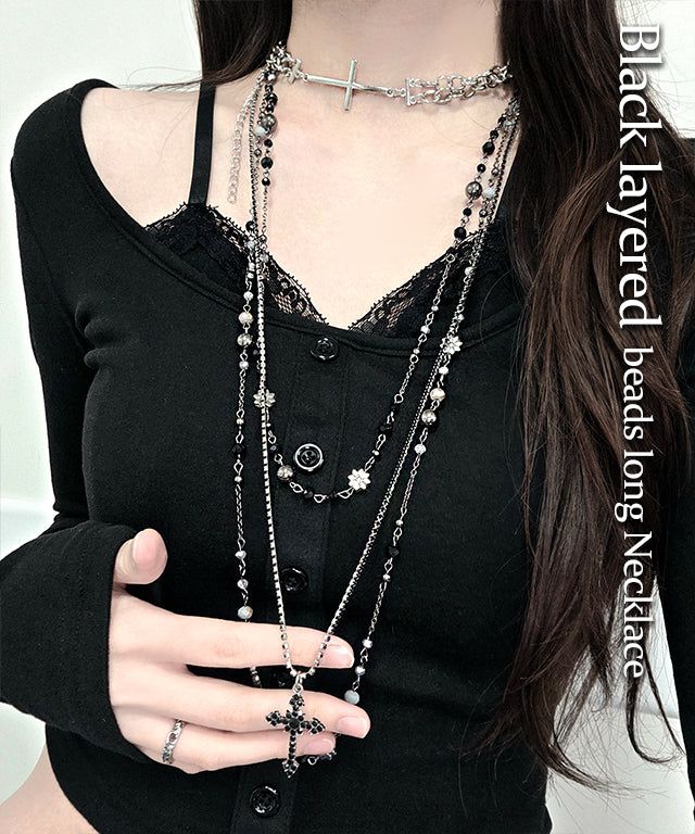 Adamdree(アダムドリー)の「Black Beads Layered Ethnic Long Necklace(Accessories)」