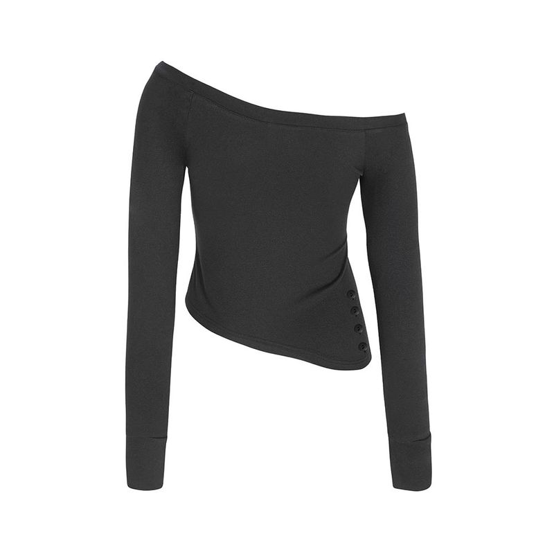 Bellialeu（ベルリアル）の「ONE SHOULDER BUTTON TEE-BLACK（Tops）」