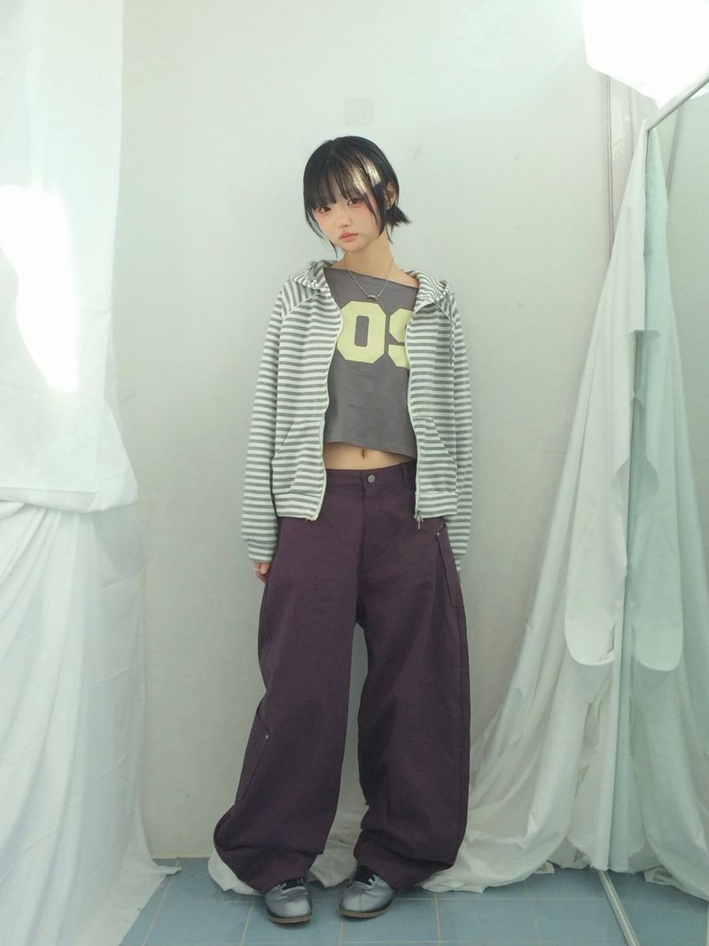 Semi-balloon pocket cotton pants