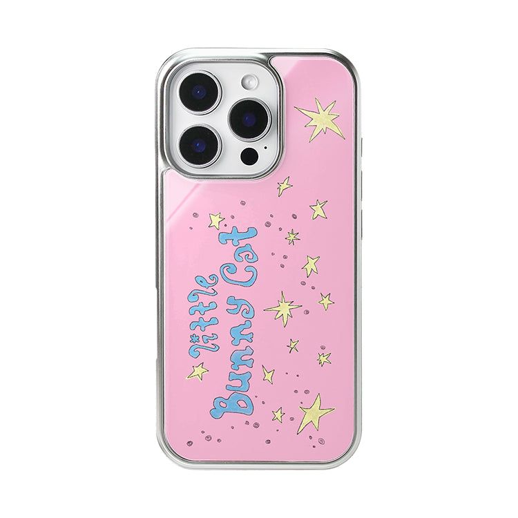 リトルバニーキャット ガラスシルバーバンパーケース( Pink )