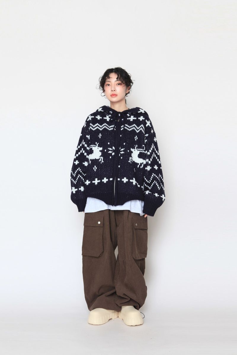 Nordic Knit Hood Zip-Up
