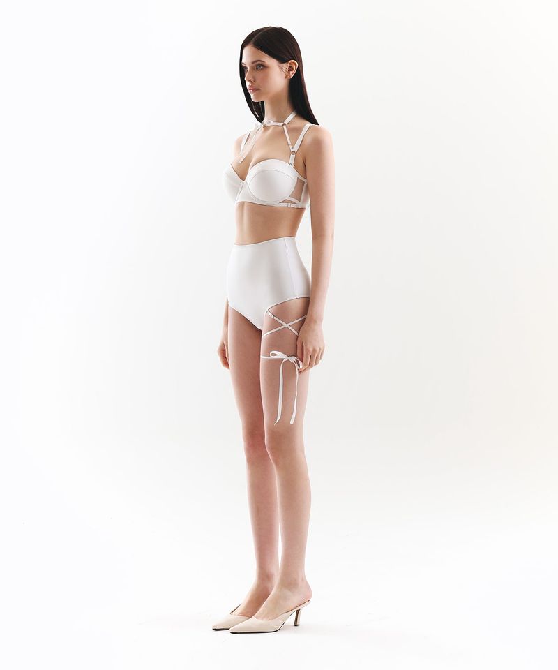 Cross Ribbon High Bikini Panties (White)