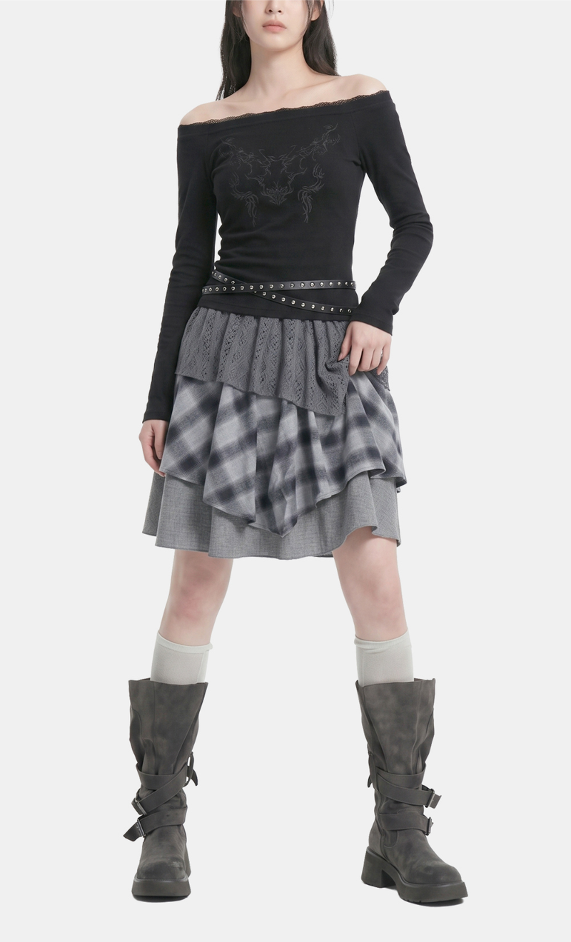 Cressida Tiered Check Skirt