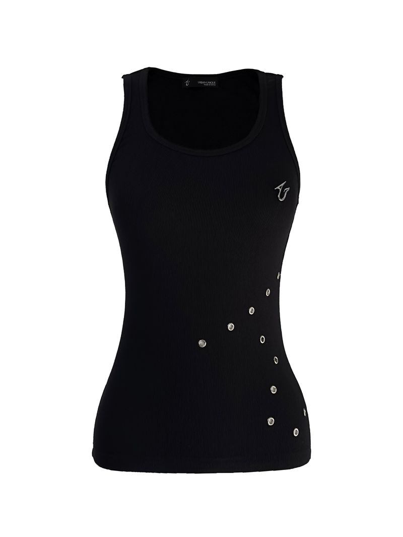 silent symbol eyelet sleeveless (black)