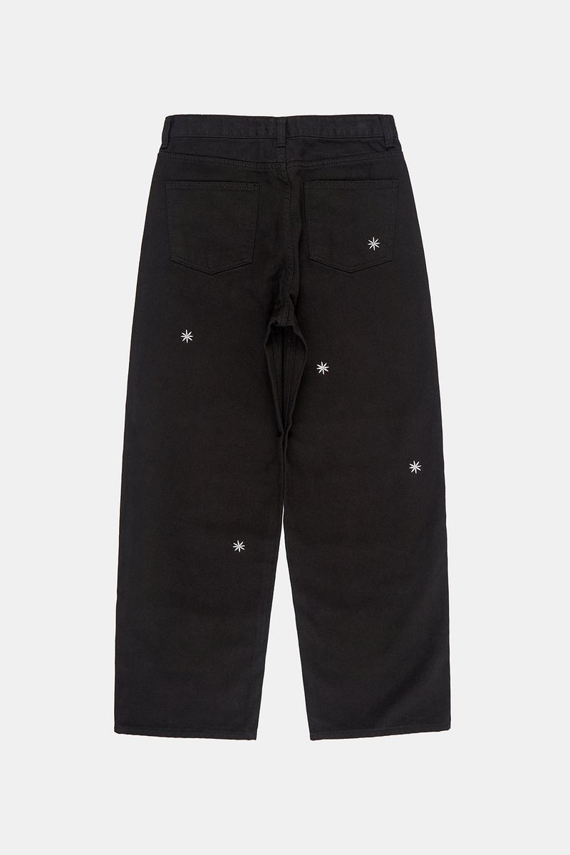 Snow embroidery wide cotton pants