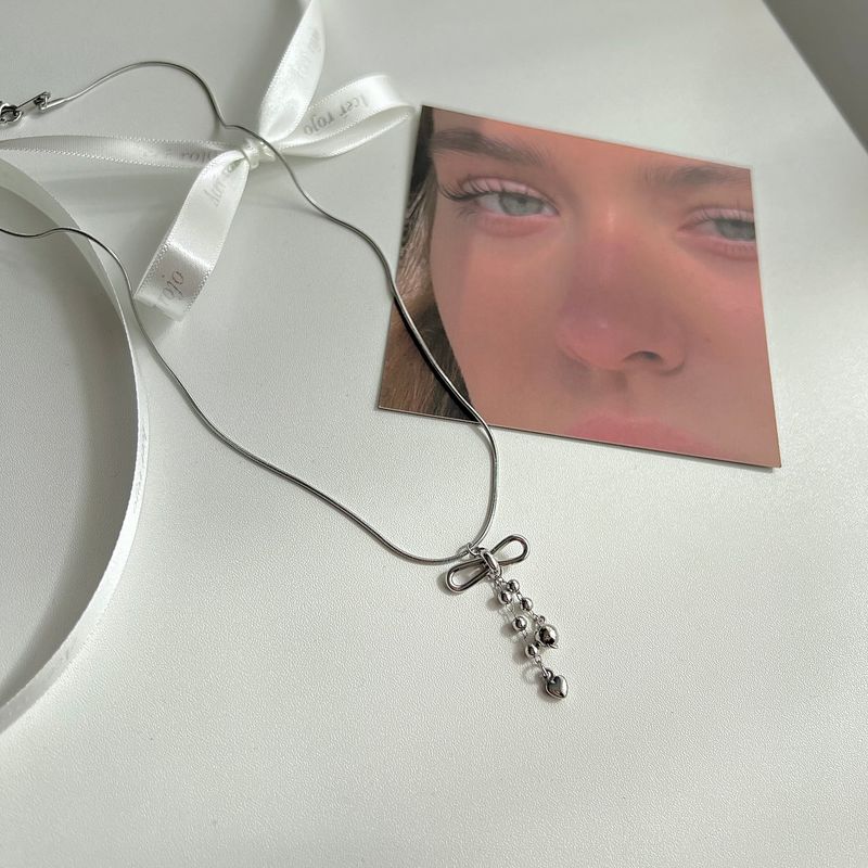 au Hip Ballet Core Stainless Steel Titanium Ribbon Ball Chain Snake Strap Heart Chain Necklace