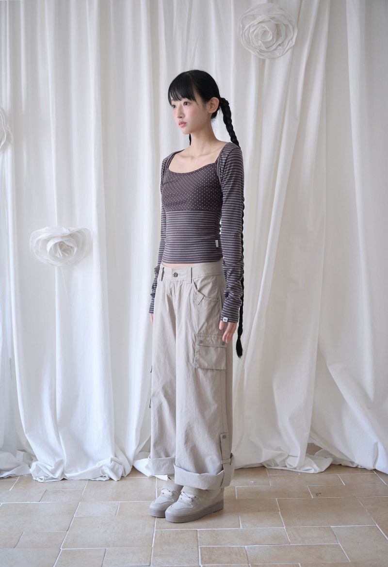 MIXED PATTERN CAMI & BOLERO SET BROWN