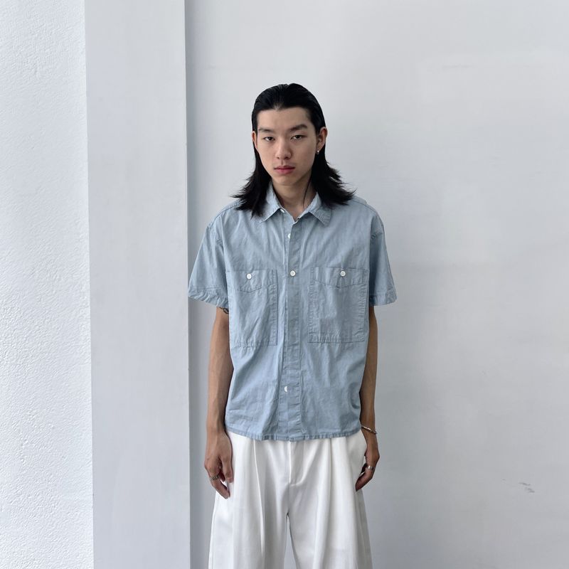 Mist Blue Double-Pocket Shirt