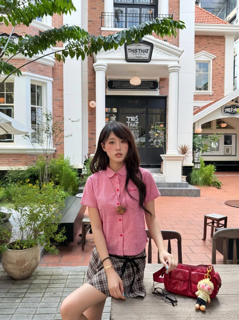Cherry Gingham Top