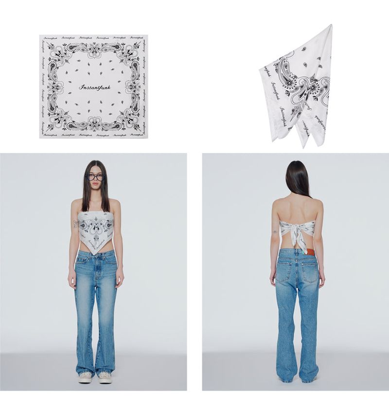 Paisley-print silk scarf top