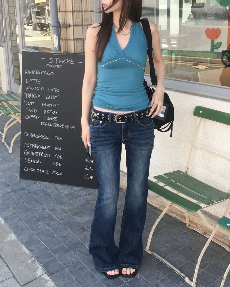 Blue washing boots cut pants