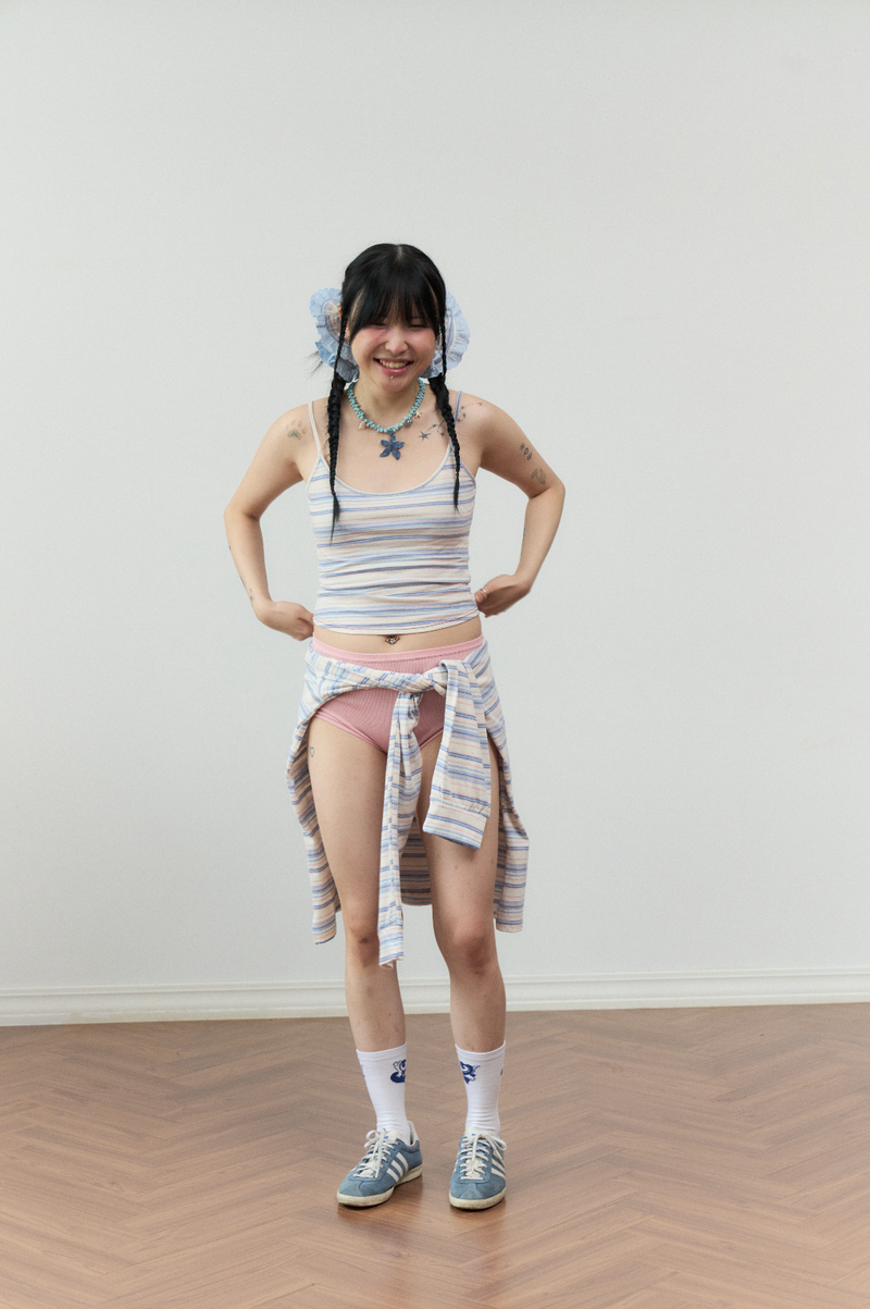 stripe sleeveless blue