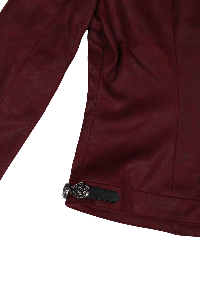 ANTIQUE ROSE SLIM RIDER JACKET #SUEDE RED