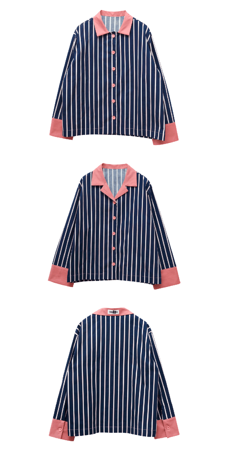 Navy Pink Stripe Shirt