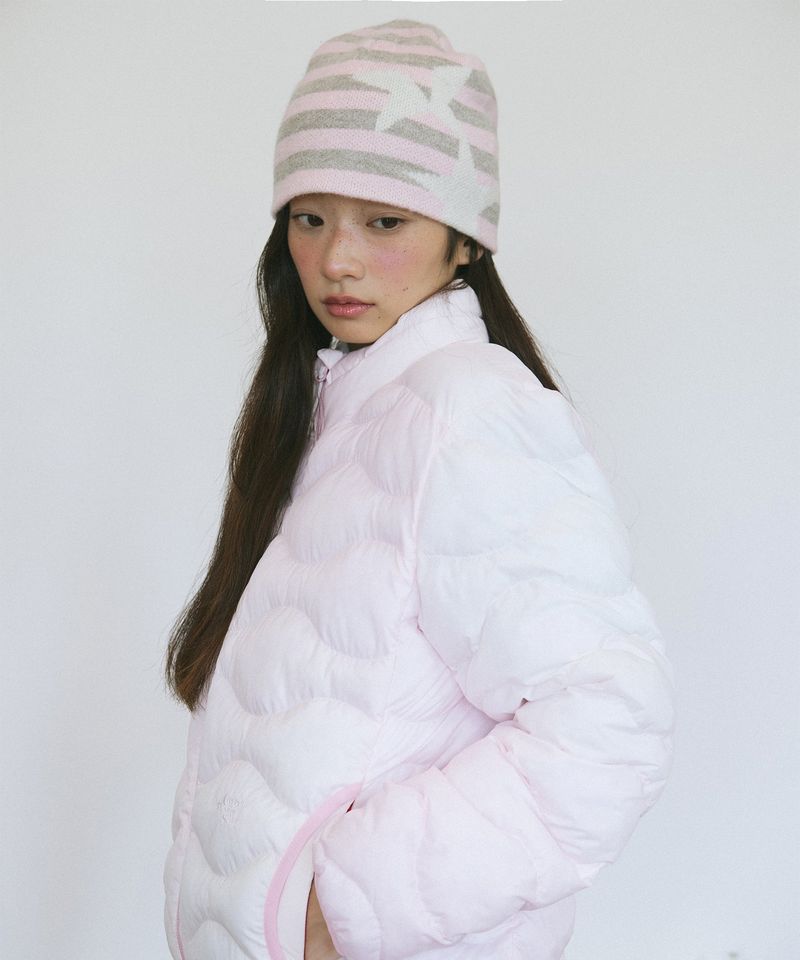 cavish（カビシ）の「STRIPED TWIN STAR BEANIE PINK(CV2GFUAB30A)（Hats）」