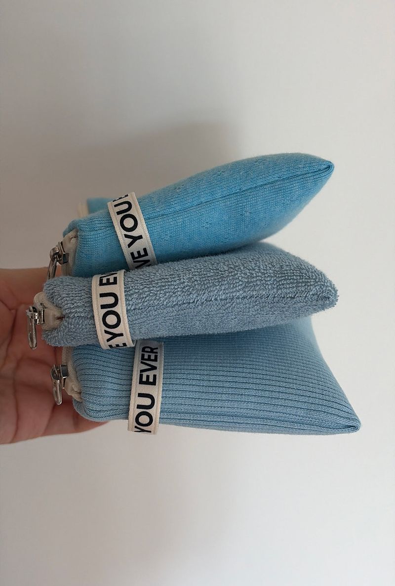 Ribbed flat pouch - sky blue , M size