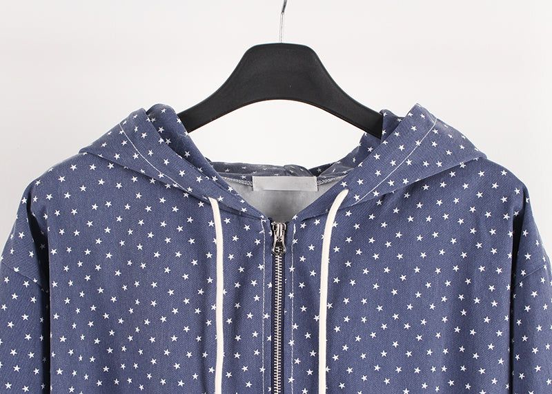 STAR PIGMENT HOOD ZIP-UP