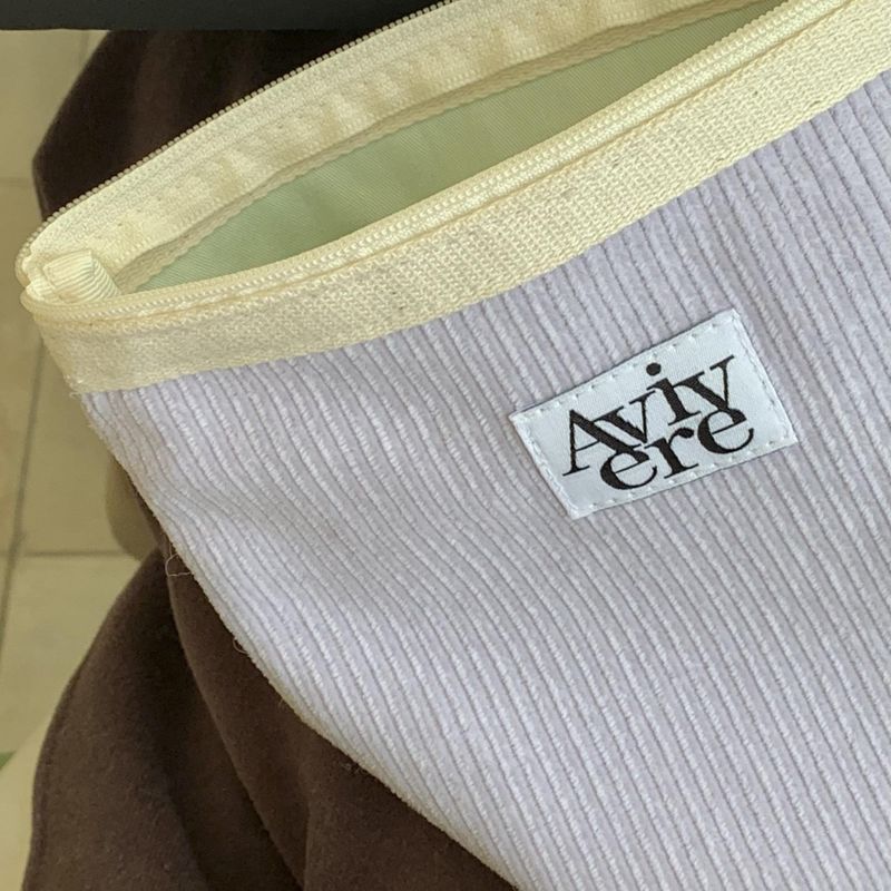 classic pouch_corduroy white purple