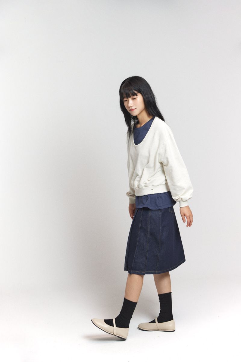 U-neck crop sweatshirt / Oatmeal