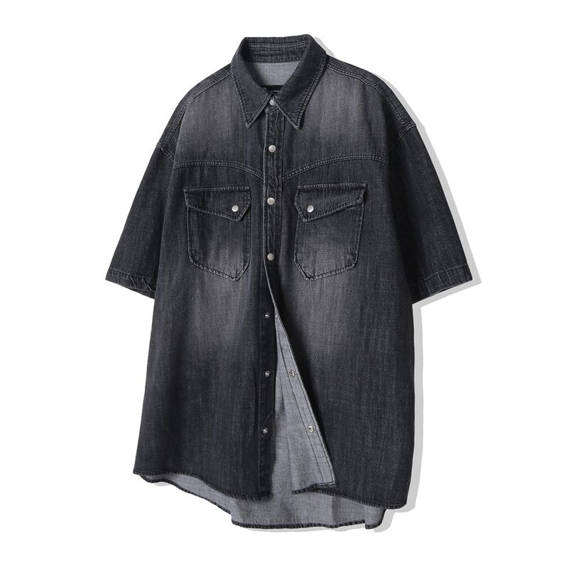 WASHED DENIM WESTERN SHIRT BLACK