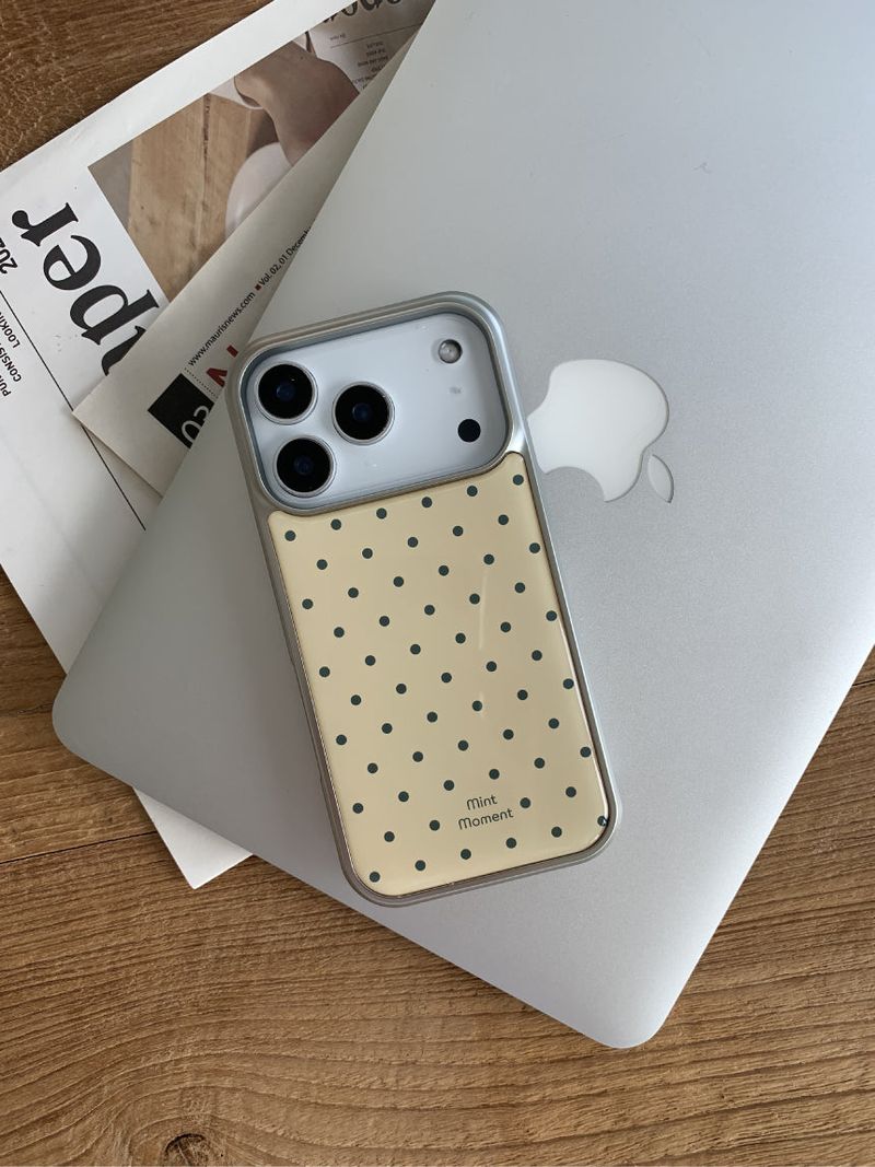 [MADE]イエロードット シルバーエポキシバンパー iPhoneケース