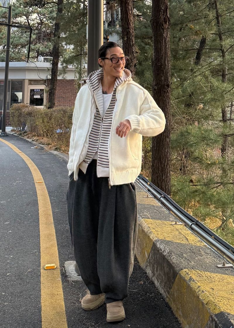 Knit Padded Zip-Up Ver2 6COLOR