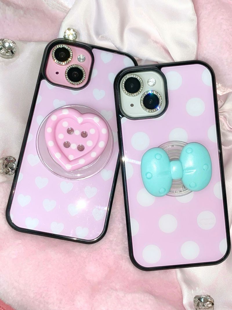 cute ribbon phone grip - mint (stick-on)