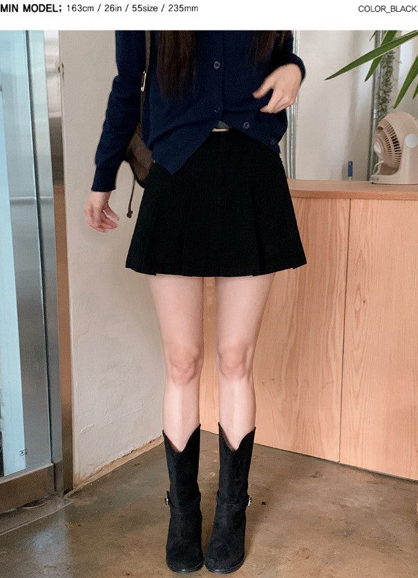 #BD Pleated Mini Skirt + Belt Set (2color)