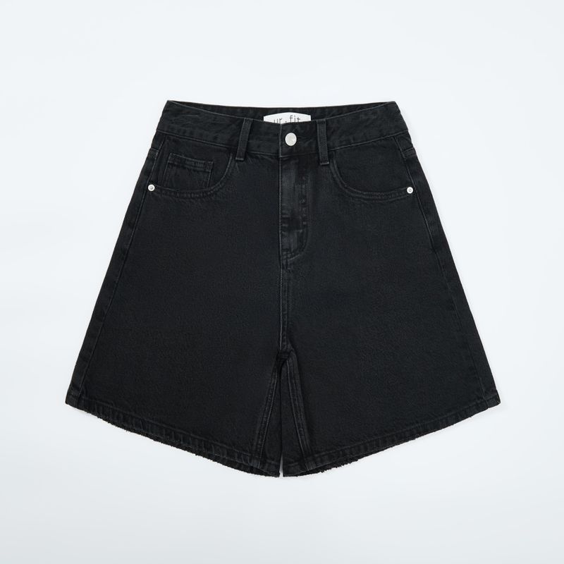  3RD REORDER HIP POCKET EMBROIDERY BLACK DENIM SHORTS LONG VERSION code 25106