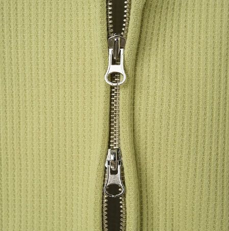 Tain Waffle Crop Hood Zip-Up