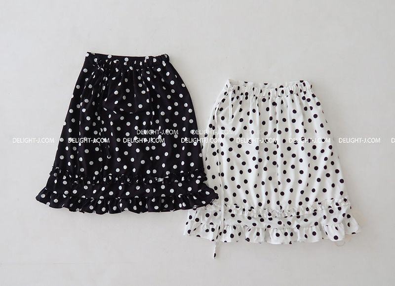 Dot Polka Dot Back Banding Midi Skirt