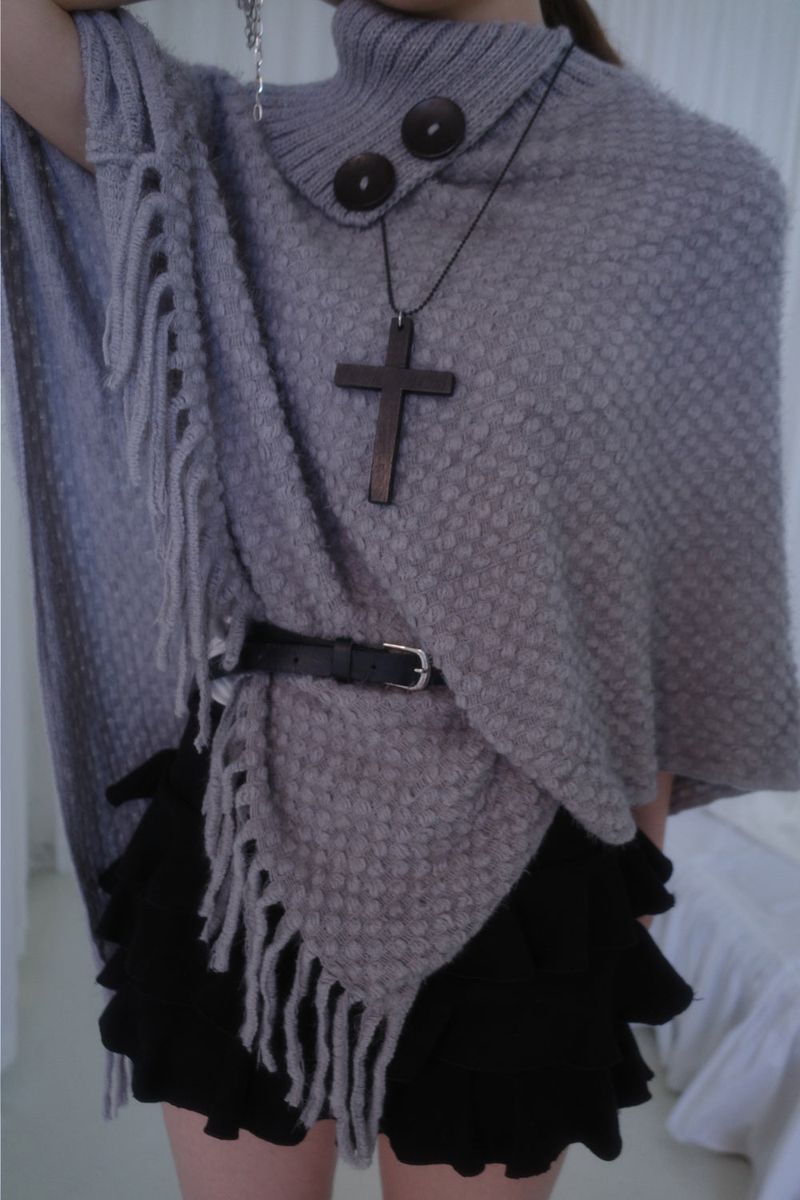 Yui button knit cape (3color)