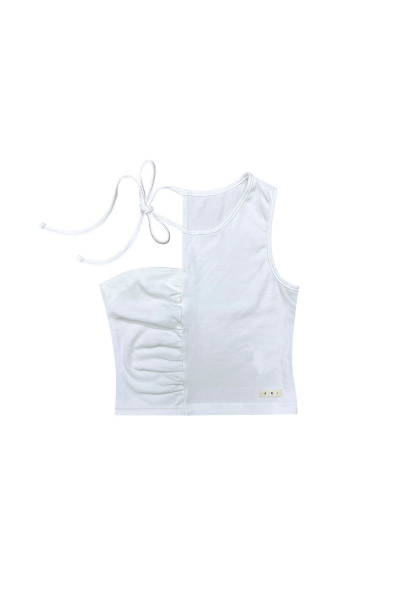 BEBE UNBALANCE SLEEVELESS TOP / WHITE