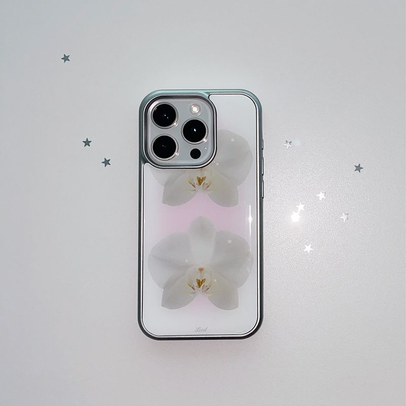 [MADE] ORCHID PHONE CASE (epoxy silver bumper)