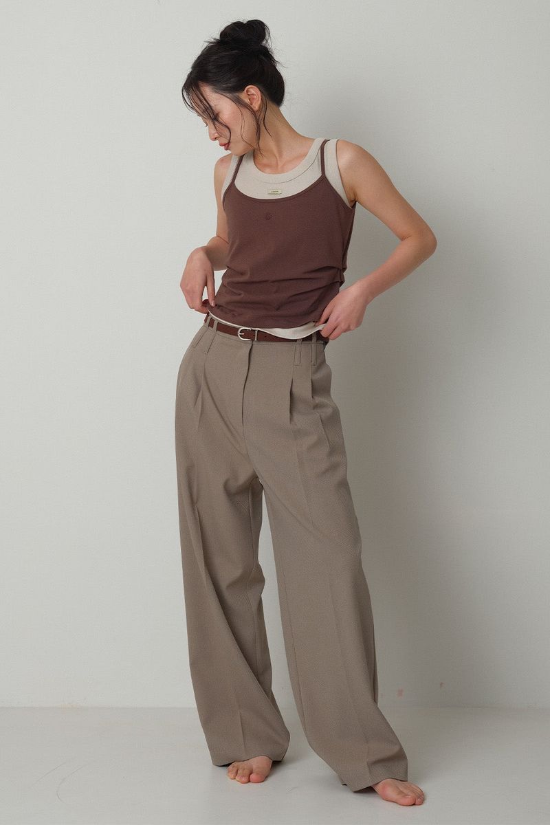 Twill Fintuck Slacks_Beige
